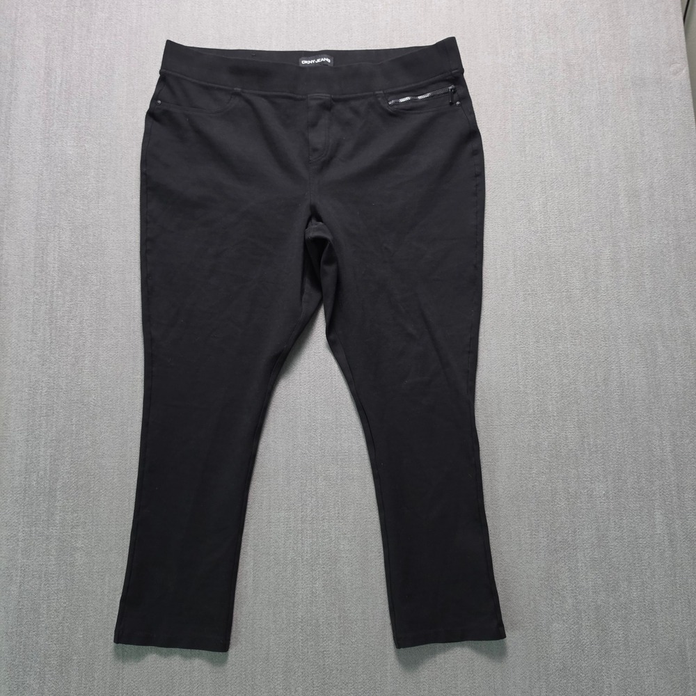 DKNY Jeans Pants Women XXL Black Pull On Stretch Zipper Pocket Slim Leg